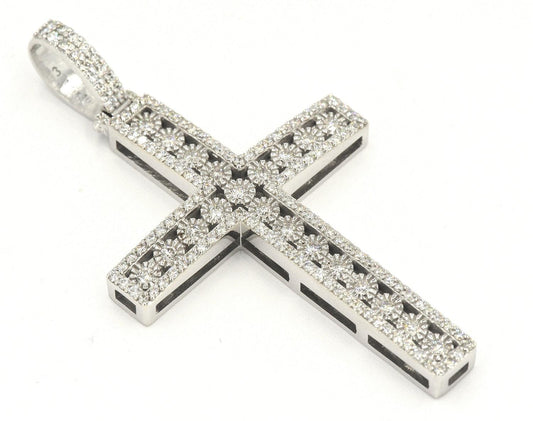 JDTK-H23-237 - Illusion Setting 2.10cttw Diamond Cross 2.6"x1.4" - Johnny Dang & Co