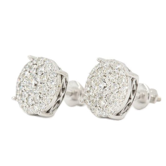 JDTK-CL1180W- 14K 2.2 CTTW DIAMOND CLUSTER MICRO PAVE EARRINGS - Johnny Dang & Co