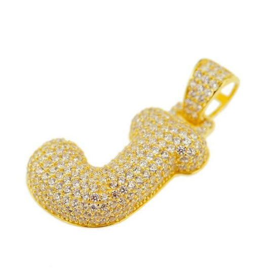 TVJJ- Sterling Silver CZ Letter J Pendant - Johnny Dang & Co