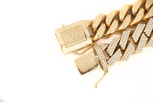 JDTK-227449- 20mm Cuban Yellow Gold Bracelet - Johnny Dang & Co