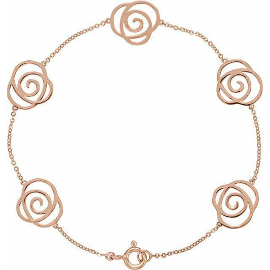 JDSP650102 -14K Rose Floral-Inspired Bracelet - Johnny Dang & Co