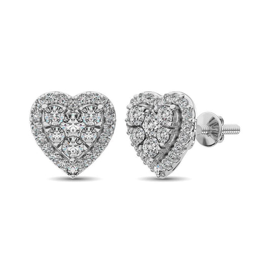 JDTK-62388W-E-P22-58 Diamond 3/4 ct tw Heart Earrings in 14K Gold - Johnny Dang & Co