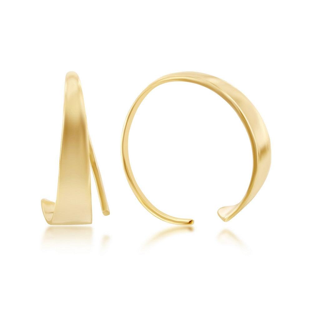 Sterling Silver Flat Bar Half Hoop Earrings - Gold Plated - Johnny Dang & Co