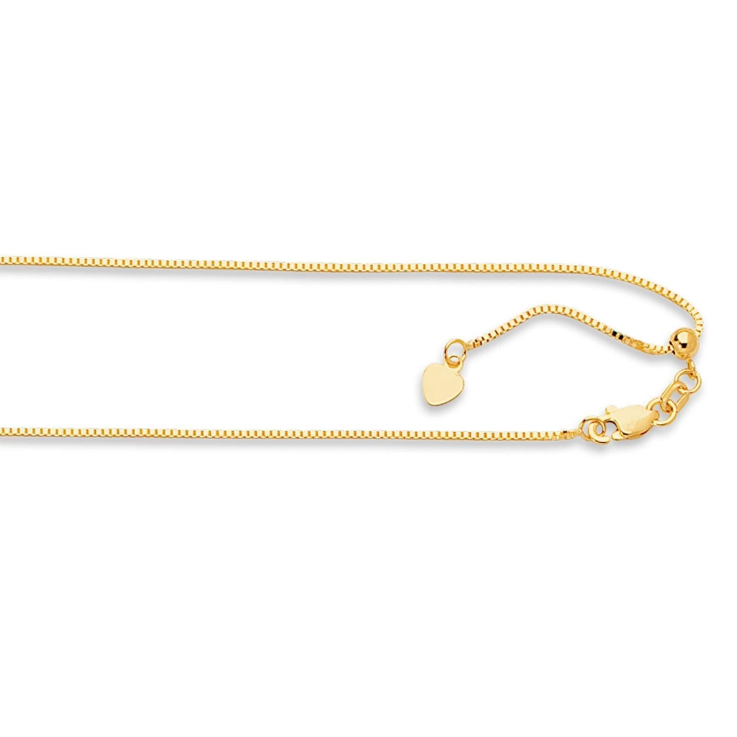 14kt 22 inches Yellow Gold .85mm Diamond Cut Adjustable Box Chain with Lobster Clasp - Johnny Dang & Co