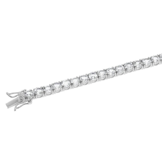 Sterling Silver 4mm Prong-Set Round 8 cttw White Topaz Tennis Bracelet - Johnny Dang & Co