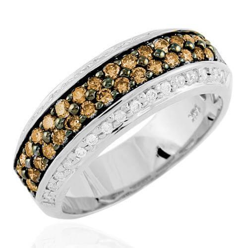 14K 1.00CTW CHAMPAGNE DIAMOND WHITE GOLD RING - Johnny Dang & Co