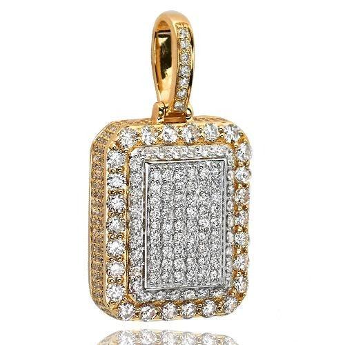 14KY 4.25CTW DIAMOND 3-D DOGTAG BLOCK PENDANT - Johnny Dang & Co