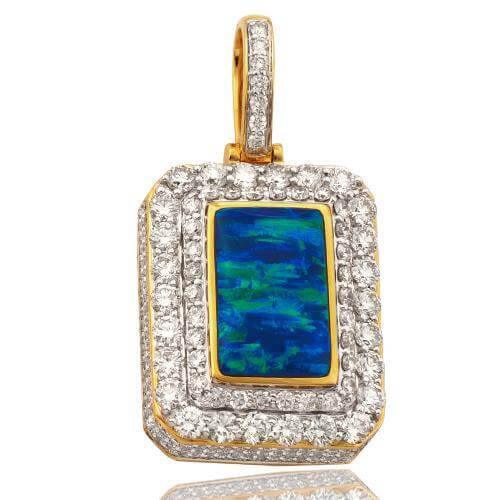 10KY 4.00CTW DIAMOND 3-D DOGTAG PENDANT WITH GREEN - Johnny Dang & Co