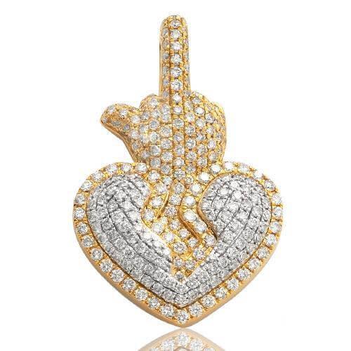 10KY+W 1.40CTW DIAMOND HEART WITH MIDDLE FINGER - Johnny Dang & Co