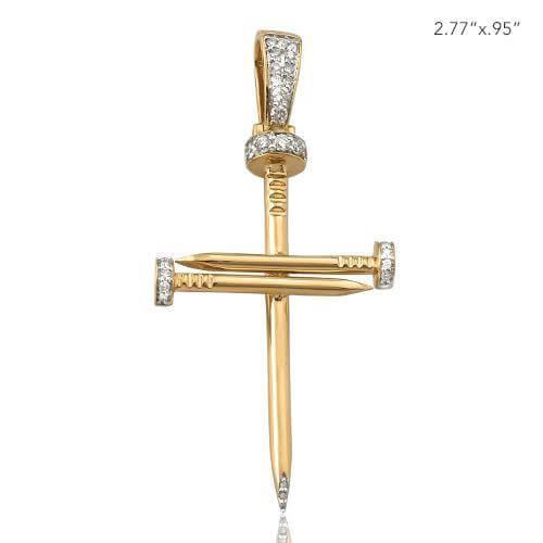 14KY 0.30CTW DIAMOND NAILS CROSS PENDANT - Johnny Dang & Co