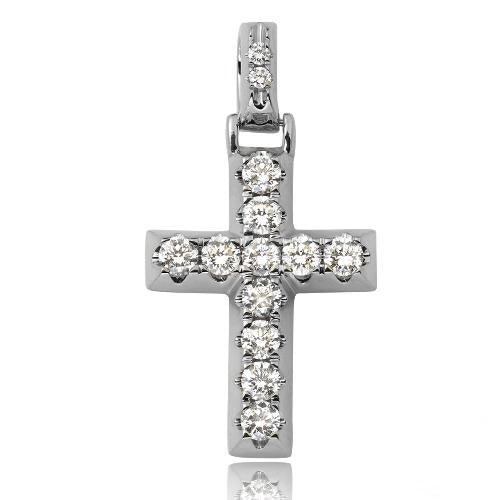 14KW 1.75CTW DIAMOND 4-PRONG FLAT SETTING CROSS PE - Johnny Dang & Co