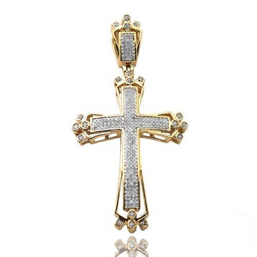 10KY 0.50CTW DIAMOND MICROPAVE CROSS WITH FANCY BO - Johnny Dang & Co