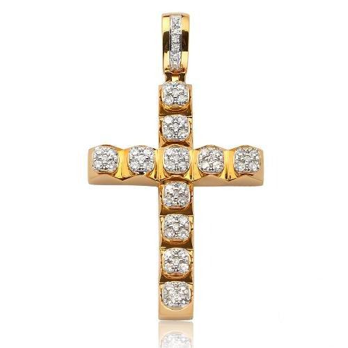 14KY 2.00CTW DIAMOND SQUARE CLUSTER CROSS PENDANT - Johnny Dang & Co