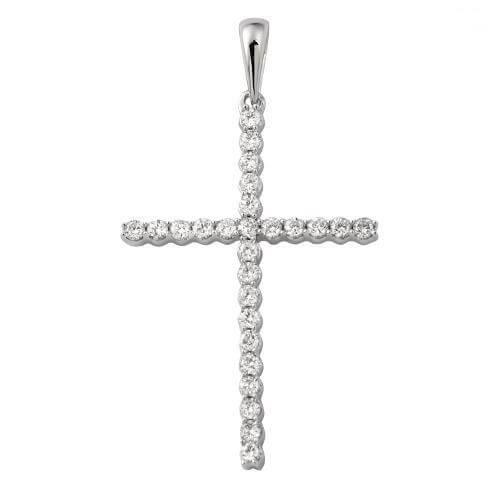 14KW 0.40CTW DIAMOND THIN CROSS PENDANT - Johnny Dang & Co