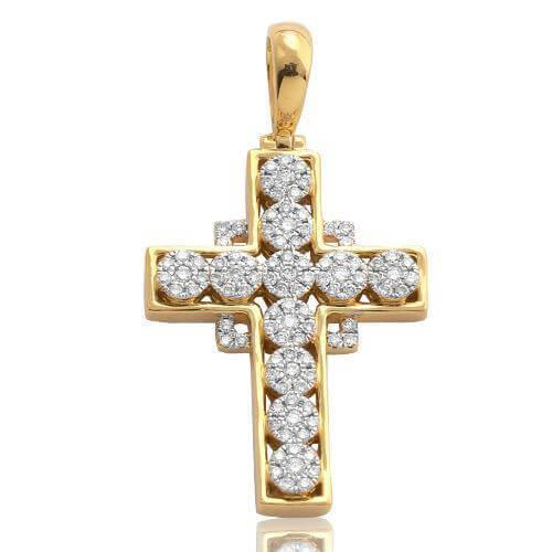 10KY 0.50CTW ROUND CLUSTER DIAMOND CROSS WITH - Johnny Dang & Co