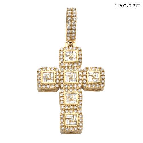 14KY 1.80CTW BAGUETTE DIAMOND CROSS PENDANT - Johnny Dang & Co