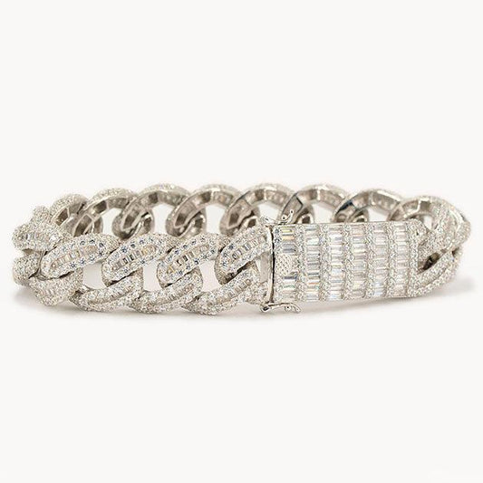 JDB1013 - Silver Baguette Cuban Bracelet - Johnny Dang & Co