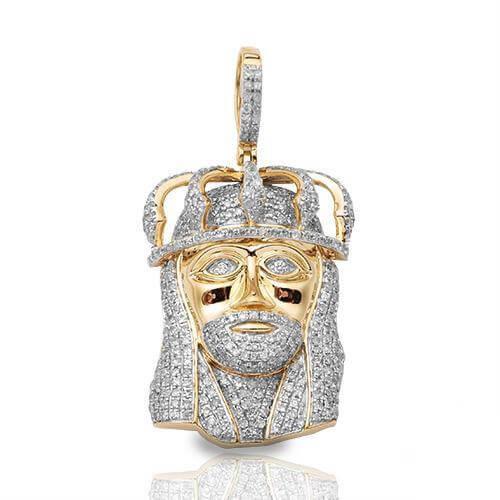 10KY 2.00CTW DIAMOND JESUS PENDANT - PUFFED CROWN - Johnny Dang & Co