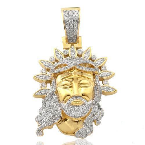 10KY 1.25CTW DIAMOND JESUS FACE WITH LEAF CROWN - Johnny Dang & Co