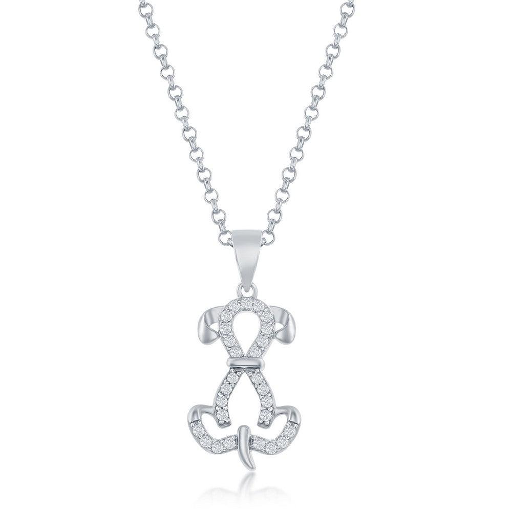Sterling Silver CZ Sitting Dog Pendant - Johnny Dang & Co
