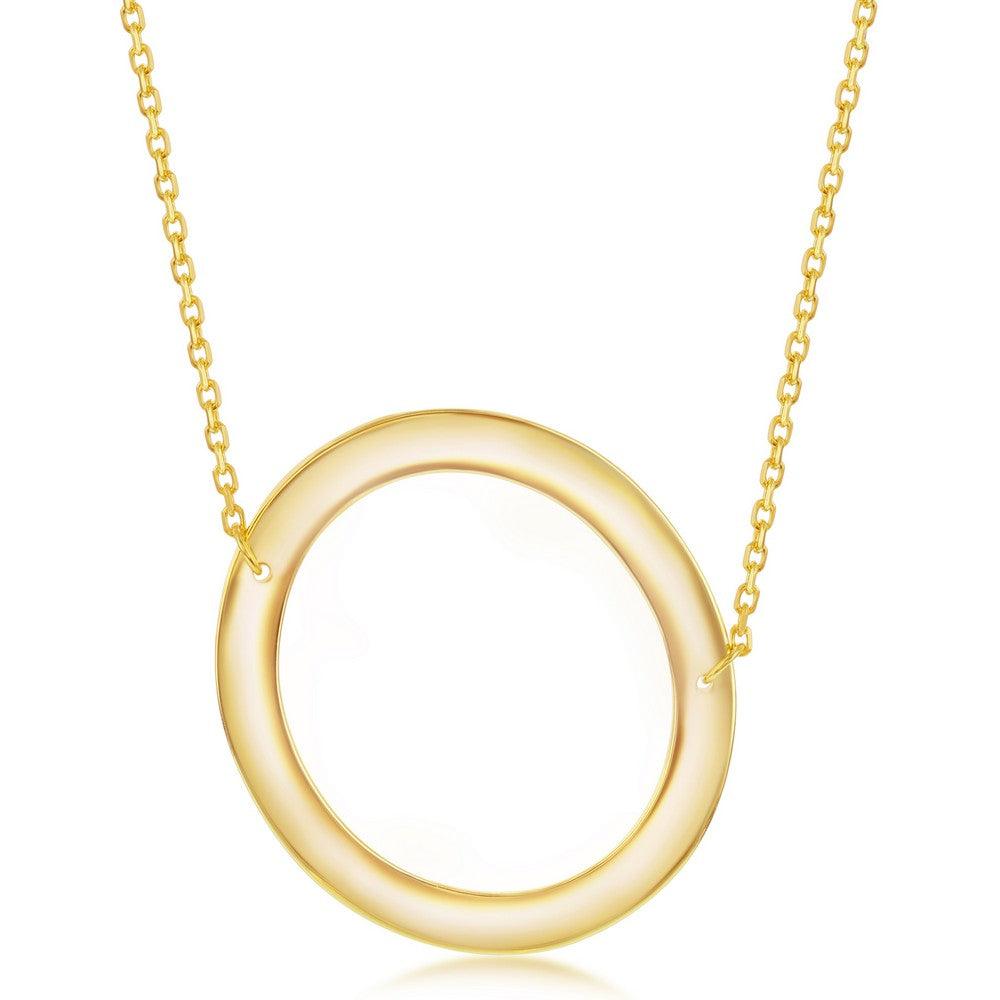 Sterling Silver (35MM) Large Sideways 'A through Z' Initial Necklace - Gold Plate - Johnny Dang & Co
