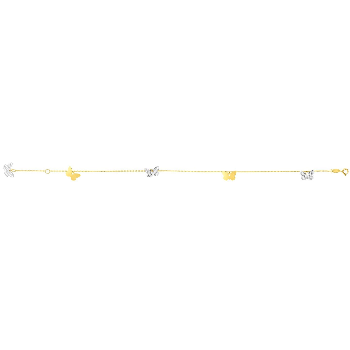 14K Two-tone Gold Butterfly Anklet - Johnny Dang & Co