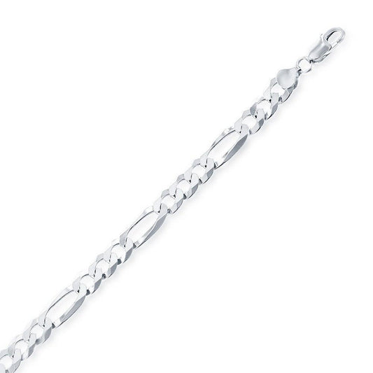 Sterling Silver 5.8mm Figaro Chain - Rhodium Plated - Johnny Dang & Co