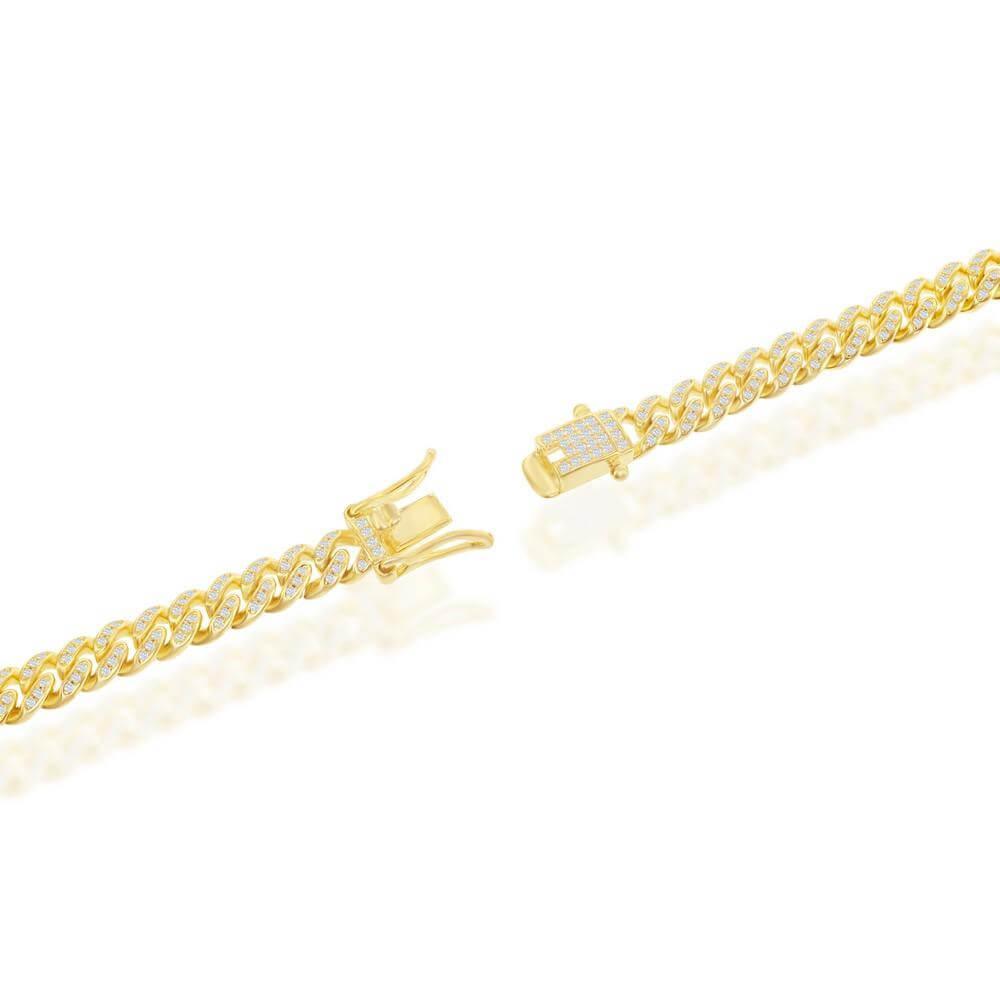 Sterling Silver Micro Pave CZ, 6.5mm Miami Cuban Chain - Gold Plated 22" 24" - Johnny Dang & Co