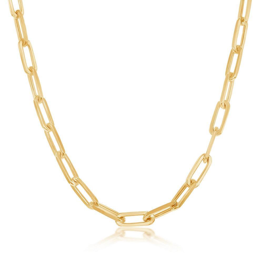 Sterling Silver 5.5mm Paper Clip Chain - Gold Plated 16" - Johnny Dang & Co