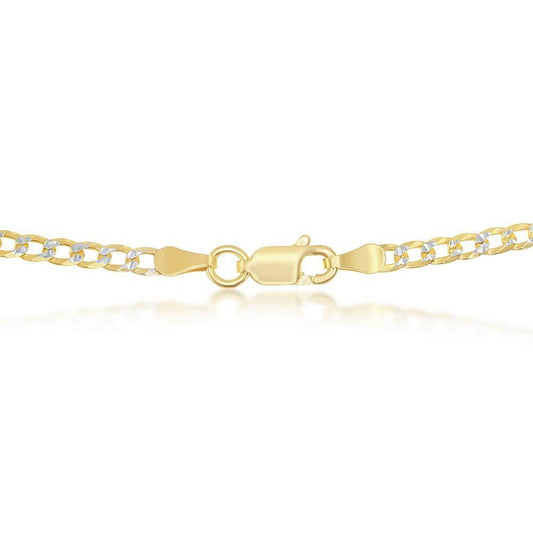 Sterling Silver 3mm Pave Cuban Chain - Gold Plated - Johnny Dang & Co