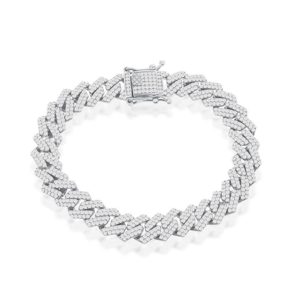 Italian Sterling Silver 10mm Micro Pave Monaco Bracelet - Gold Plated - Johnny Dang & Co
