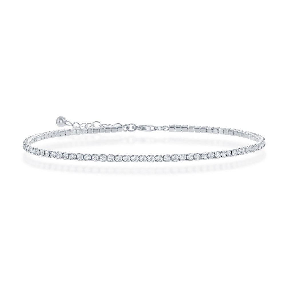 Sterling Silver Infinity & Cross Tennis Anklet - Gold Plated - Johnny Dang & Co