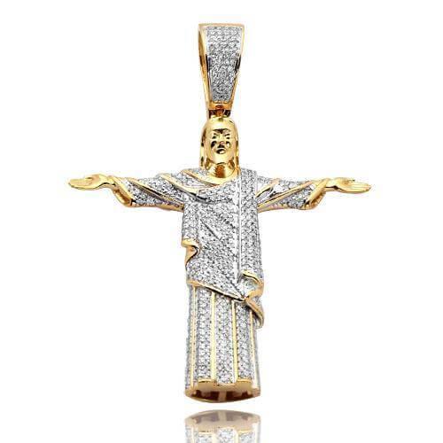 10KY 0.80 CTW DIAMOND BRAZILIAN JESUS PENDANT - Johnny Dang & Co