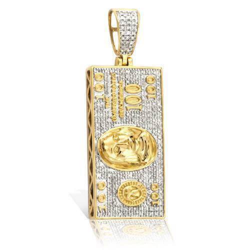 10KY 0.55CTW DIAMOND $100 BILL PENDANT - Johnny Dang & Co