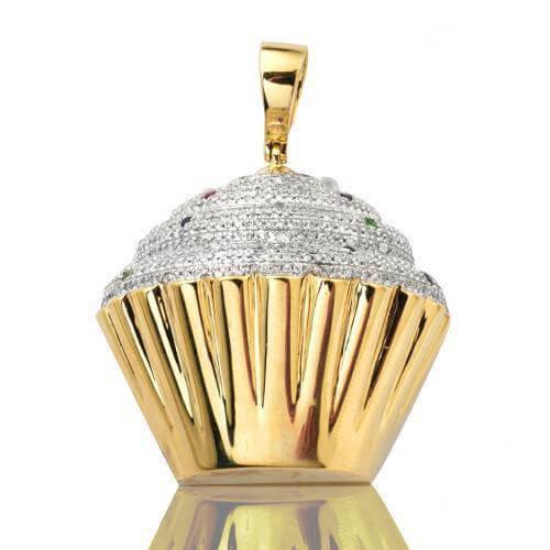 10KY 1.50CTW DIAMOND CUPCAKE PENDANT WITH COLORED - Johnny Dang & Co