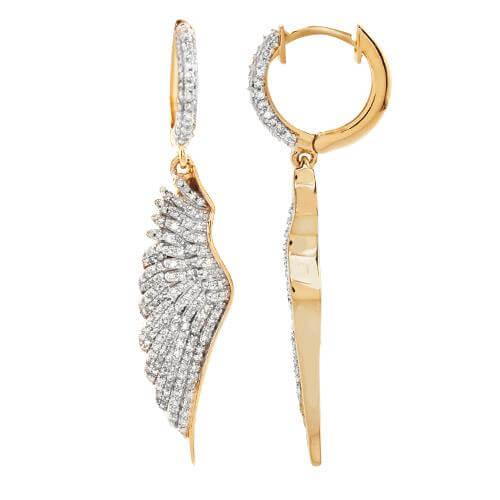10KY 0.65CTW MICROPAVE DIAMOND DANGLING ANGEL WING - Johnny Dang & Co
