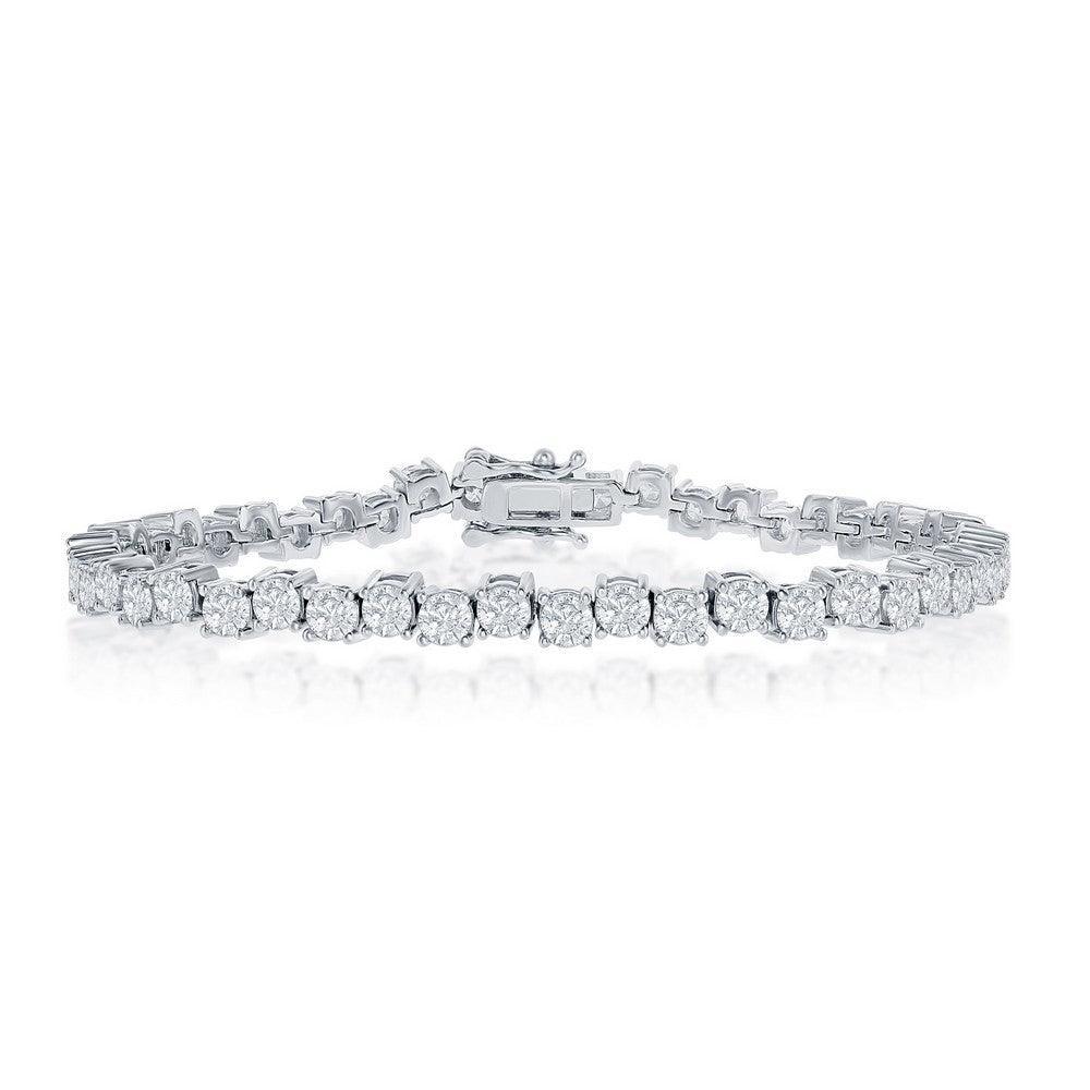 Sterling Silver Round Zig-Zag 4MM Cubic Zirconia Tennis Bracelet - Johnny Dang & Co