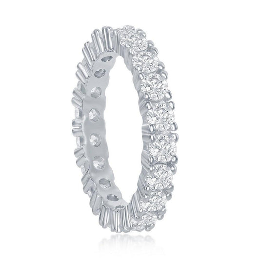 Sterling Silver 3mm CZ Eternity Band Ring - Johnny Dang & Co
