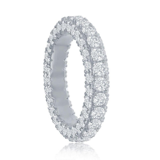 Sterling Silver, All around, Triple Row CZ, Eternity Band - Johnny Dang & Co