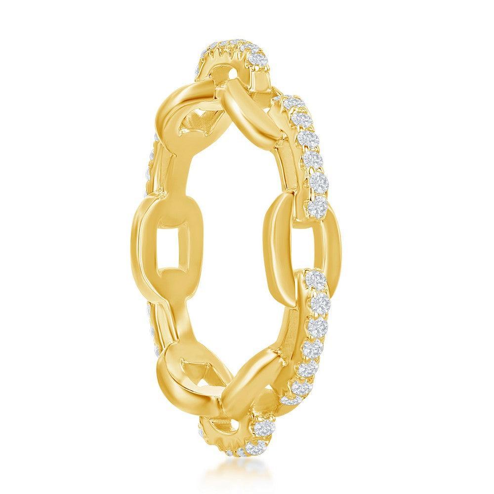 Sterling Silver CZ Paperclip Ring - Gold Plated - Johnny Dang & Co