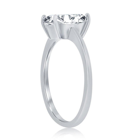 Sterling Silver Four-Prong 8mm CZ Emerald-Cut Engagement Ring. Size 6,7,8,9 - Johnny Dang & Co