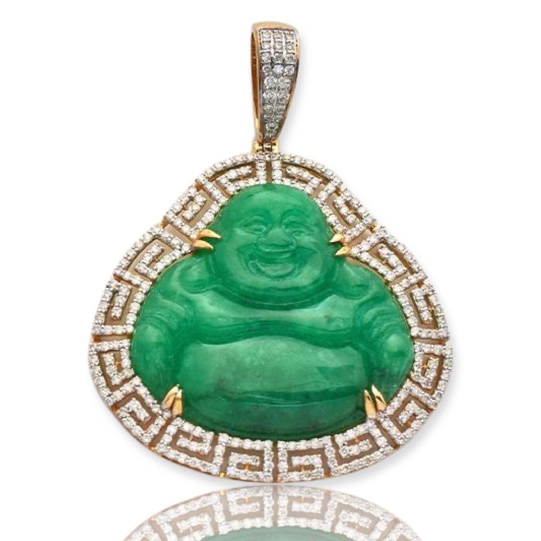 10KY 1.50CTW DIAMOND JADE BUDDHA - GREEK KEY - Johnny Dang & Co