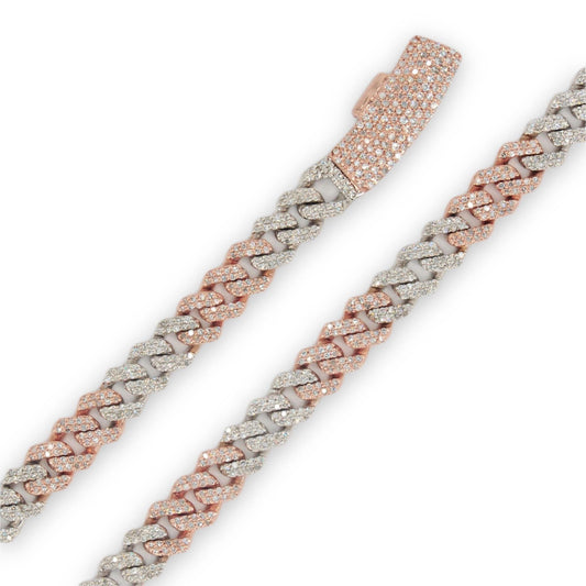 10K 2-Tone 6.3mm White and Rose Gold Diamond New Miami Cuban 22 Inches - Johnny Dang & Co