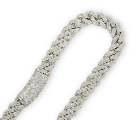 10k White, Yellow, or Rose Gold 3 Row Diamond 5 cttw Cuban Chain 9.5mm 22inches - Johnny Dang & Co