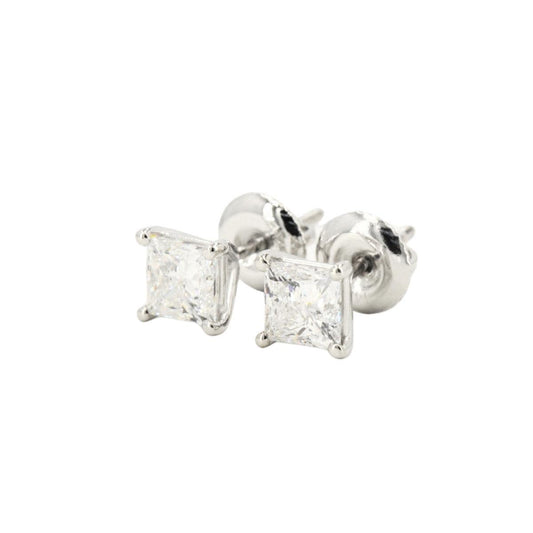 Custom 1.50ctw Princess Cut Diamond Stud Earrings - Johnny Dang & Co