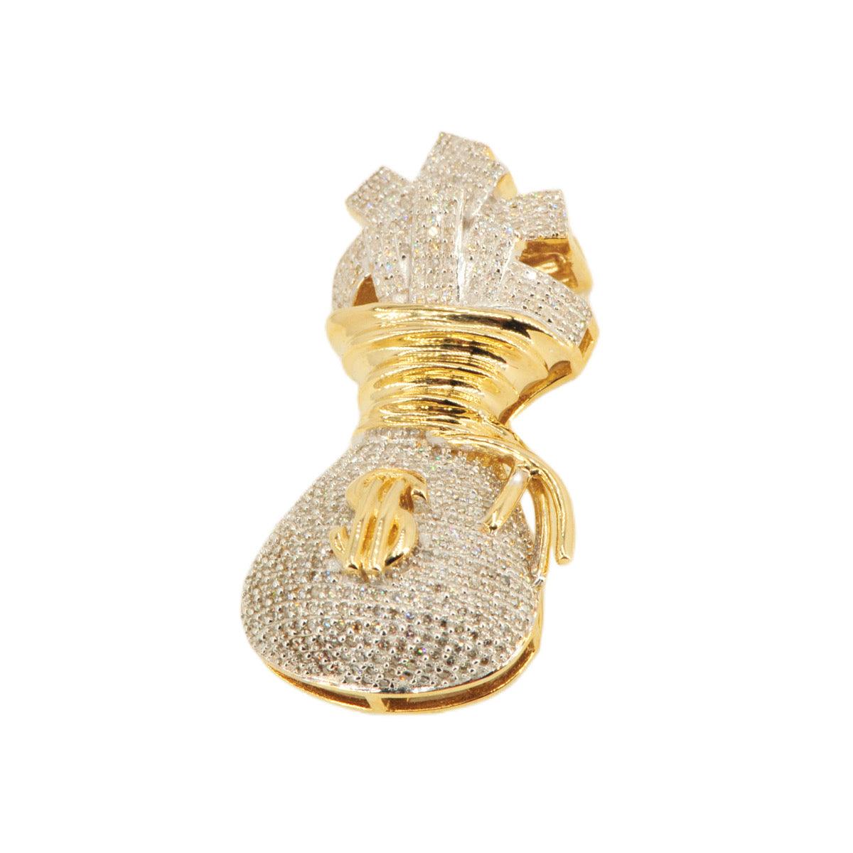 10KY 1.00CTW DIAMOND MONEY BAG PENDANT - Johnny Dang & Co