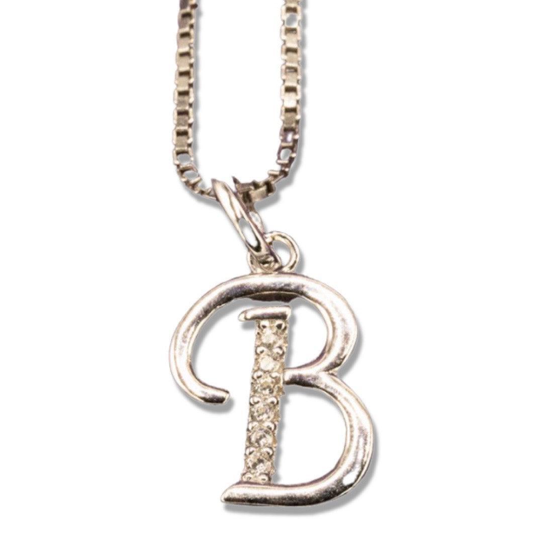 MINI SCRIPT LETTERS SILVER 925 WHITE GOLD PLATED - Johnny Dang & Co