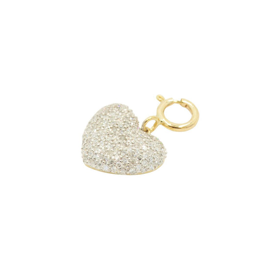 10k Yellow gold and Diamond Puff Heart Charm - 10055 - Johnny Dang & Co