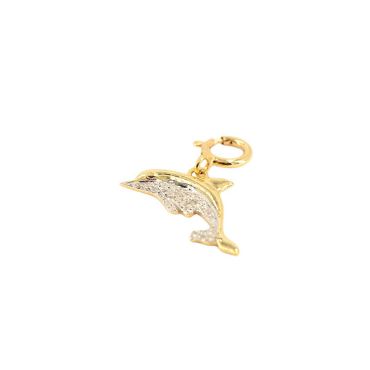 10k Yellow Gold and Diamond 'Dolphin' Charm - 10014 - Johnny Dang & Co