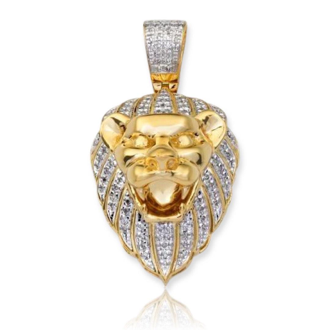 10KY 0.30CTW DIAMOND LION HEAD PENDANT - Johnny Dang & Co